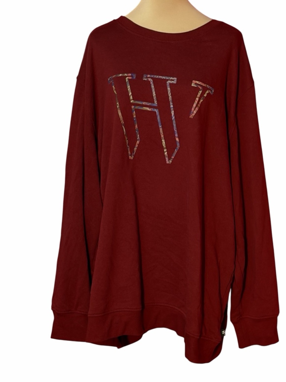 Houston White Burgundy Oversized Crewneck Sweatshirt 3X Graphic Pullover
